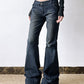 Blue Retro Sexy Low Waist Flare Jeans