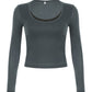 Classic Gray Simple Long Sleeve Top 