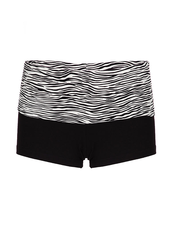 Vintage stitching shorts with zebra print