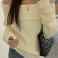 Classic solid color off-the-shoulder sweater