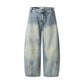 Blaue Vintage Amerikanische Curved Knife Boyfriend Jeans