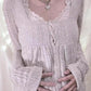 Beige Vintage Pointelle Cardigan with Square Neckline