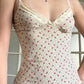 Bow lace tank top with cherry print