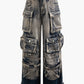 Ombre Punk Wide Leg Cargo Jeans with Multi Pockets