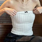 White French Bow Bandeau Top with Texture