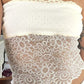 Vintage bandeau top with hollow pattern and lace insert