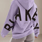 Purple Hip Pop Oversize Letter Print Hoodie