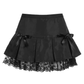 Black Y2k Bow Lace Pleated Mini Skirt