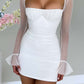 Pink mini dress - white 