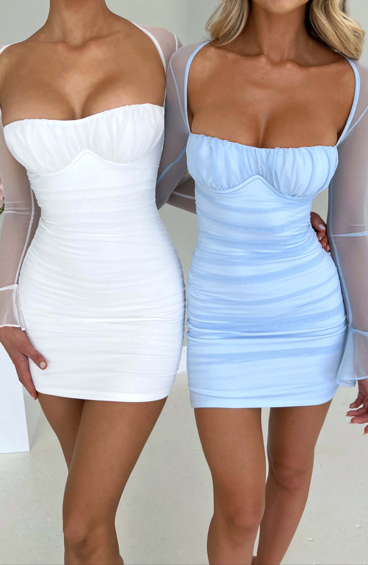 Pink mini dress - white 