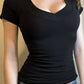 Black Y2k short sleeve shirt