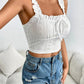 White Vintage Coquette Crop Cami Top 