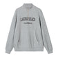 Grey vintage half zip knit sweatshirt with letter embroidery