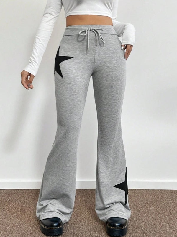 Hip Hop High Elastic Flared Pants with Star Pattern