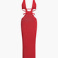 Cut outs knit maxi dress with halter back