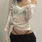 Vintage Ripped Slim Long Sleeve Knitted Sweater with V Neck