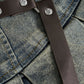 Vintage patchwork denim high waist skirt 