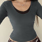 Classic Gray Simple Long Sleeve Top 