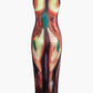 Abstract Print Slim Fit Tank Midi Dress