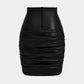 Solid Y2k faux leather ruffle skirt 