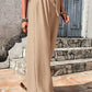 Solid Color Casual Drawstring High Waist Pants 