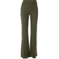 Solid color ribbed high waist flared trousers