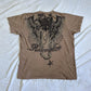 Brown Vintage Oversize Short Sleeve T-Shirt with Print