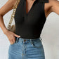 Vintage Slim Fitted Sleeveless Top with Collar