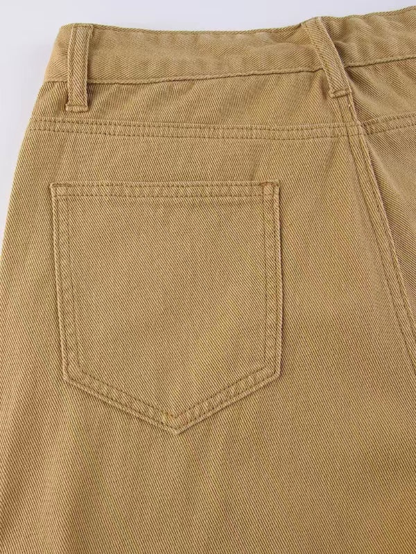 Classic Vintage Brown Cargo Jeans with Pocket