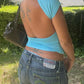 Solid Color Vintage Convertible Crop Top with Open Back