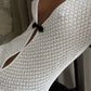 White Crochet Long Sleeve Beach Maxi Dress