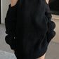 Einfarbiger Y2k Schulterloser Rippstrickpullover