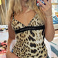 Y2K V-neck leopard print cami top