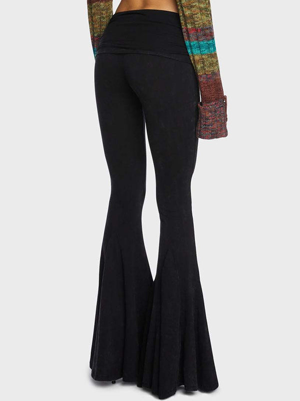 Black Vintage Mid Waist Flared Pants