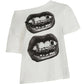 White vintage T-shirt with lips print and oversized fit
