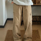 Khaki vintage cargo pants with pockets