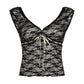 Black Sexy V-Neck Deep V-Neck Backless Lace Tank Top