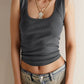 JY Gray Vintage Ribbed Slim Fit Tank Top/Gray Vintage Ribbed Slim Fit Tank Top