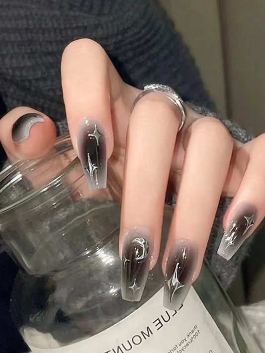 24pcs Ombre Vintage Y2K Star Moon Nails