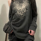 Classic Grey Sweatshirt with Niche Design and Vintage Rose