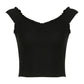 Black Vintage Short Duffle Sleeve Top