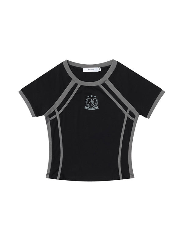 Black Y2K Raglan Short Sleeve T Shirt