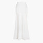 White French Satin Patchwork Slit Maxi Skirt