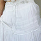 White vintage maxi skirts with lace trim and straps