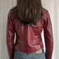 Rote Vintage Punk Motorradjacke