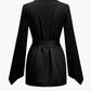 Plain basic blazer with lapel collar and belt 