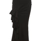 Black High Waist Irregular Split Goth Skirt