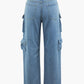 Hip Hop Pocket Rolled Hem Wide Leg Cargo Jeans