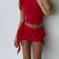 Red Sexy Vest &amp; Mini Skirt Two Piece