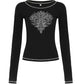 Black vintage graphic print long sleeve shirt